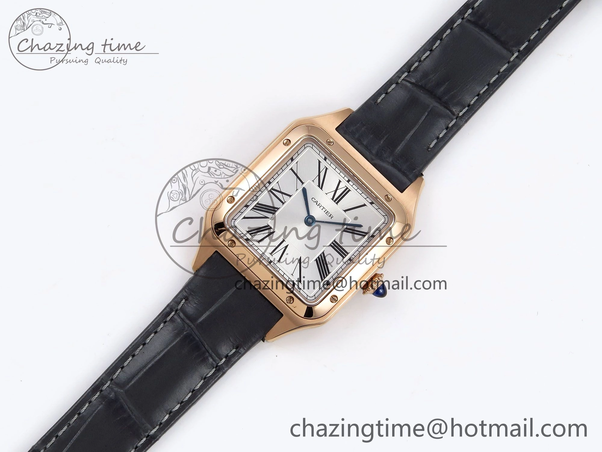 Santos Dumont 31.4mm RG AF 1:1 Best Edition Silver Dial on Gray Croco Strap A OdorResistant 5921