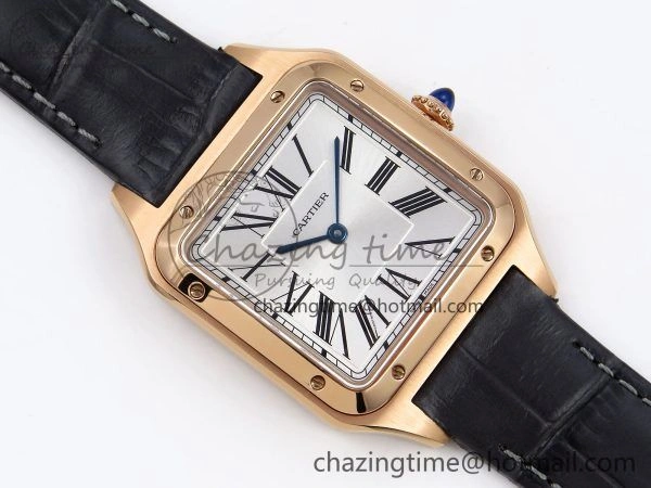 Santos Dumont 31.4mm RG AF 1:1 Best Edition Silver Dial on Gray Croco Strap A OdorResistant 5921