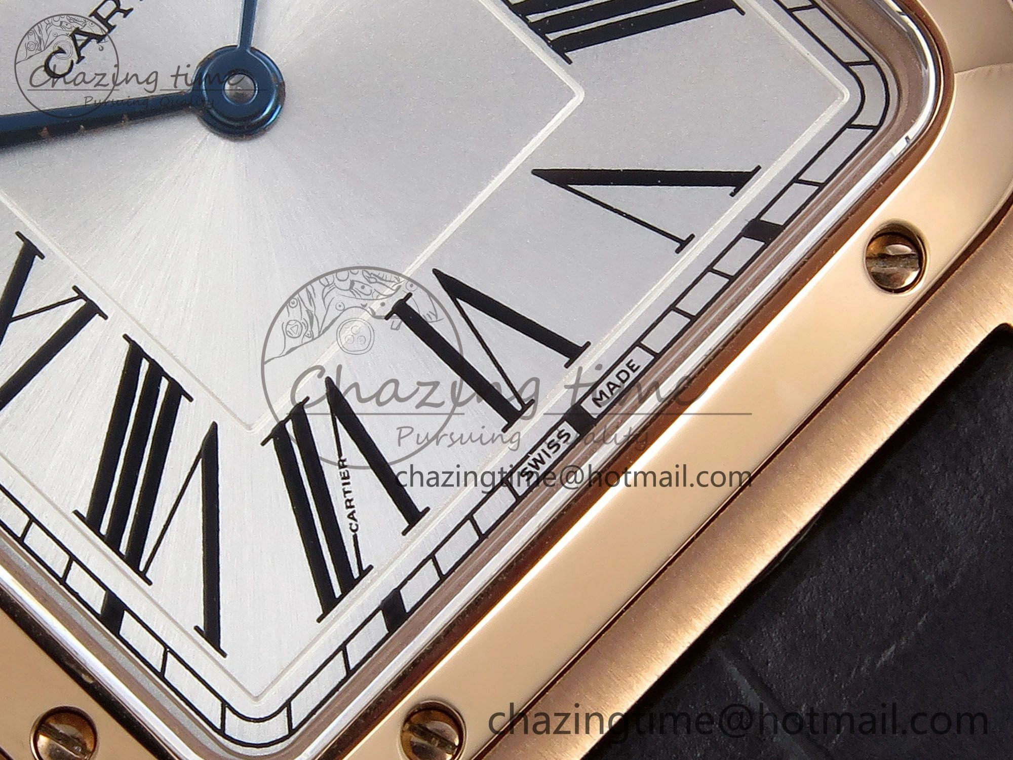 Santos Dumont 31.4mm RG AF 1:1 Best Edition Silver Dial on Gray Croco Strap A OdorResistant 5921