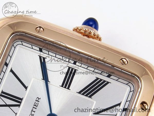 Soft Santos Dumont 31.4mm RG AF 1:1 Best Edition Silver Dial on Red Croco Strap A 5920