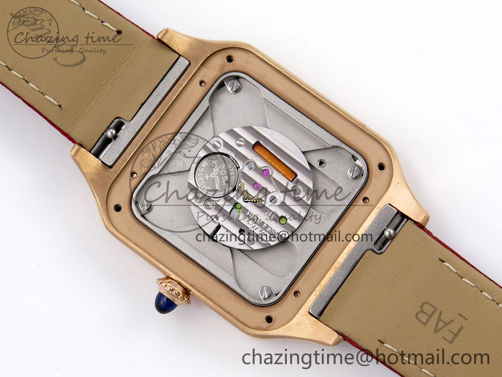 Soft Santos Dumont 31.4mm RG AF 1:1 Best Edition Silver Dial on Red Croco Strap A 5920
