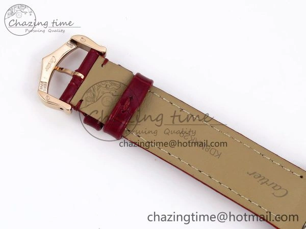 Soft Santos Dumont 31.4mm RG AF 1:1 Best Edition Silver Dial on Red Croco Strap A 5920