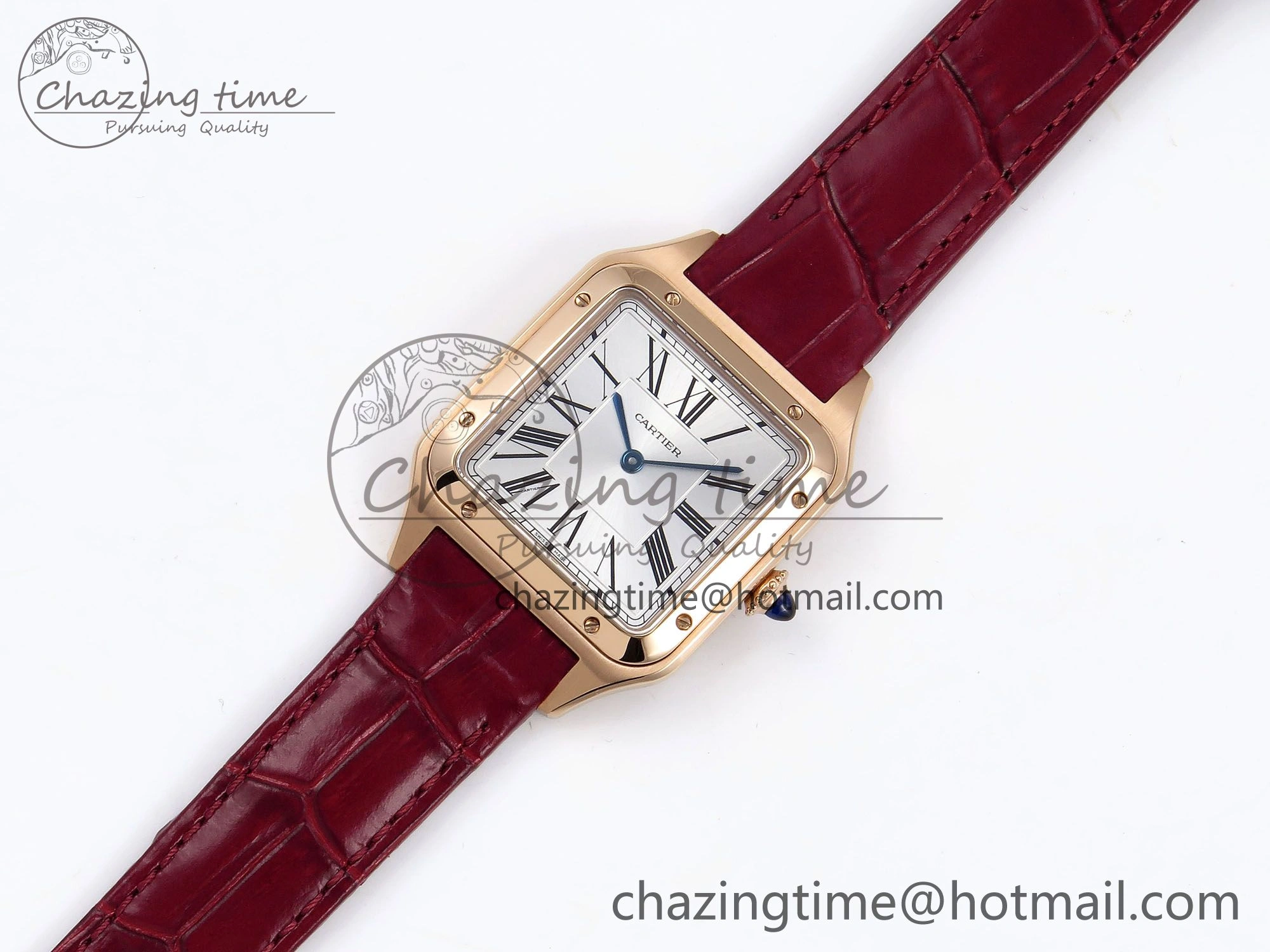 Soft Santos Dumont 31.4mm RG AF 1:1 Best Edition Silver Dial on Red Croco Strap A 5920