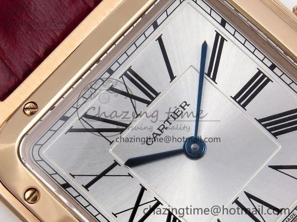 Soft Santos Dumont 31.4mm RG AF 1:1 Best Edition Silver Dial on Red Croco Strap A 5920