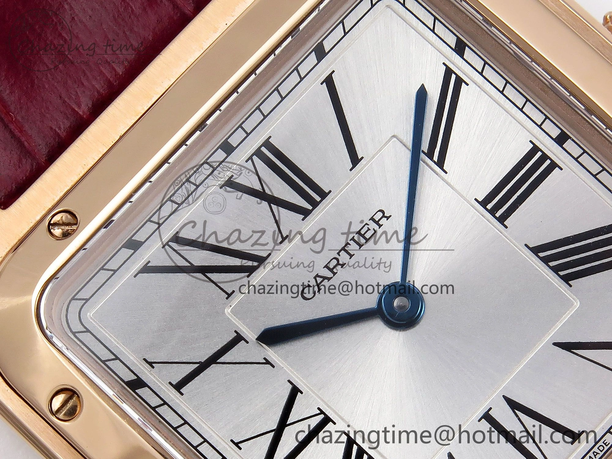 Soft Santos Dumont 31.4mm RG AF 1:1 Best Edition Silver Dial on Red Croco Strap A 5920