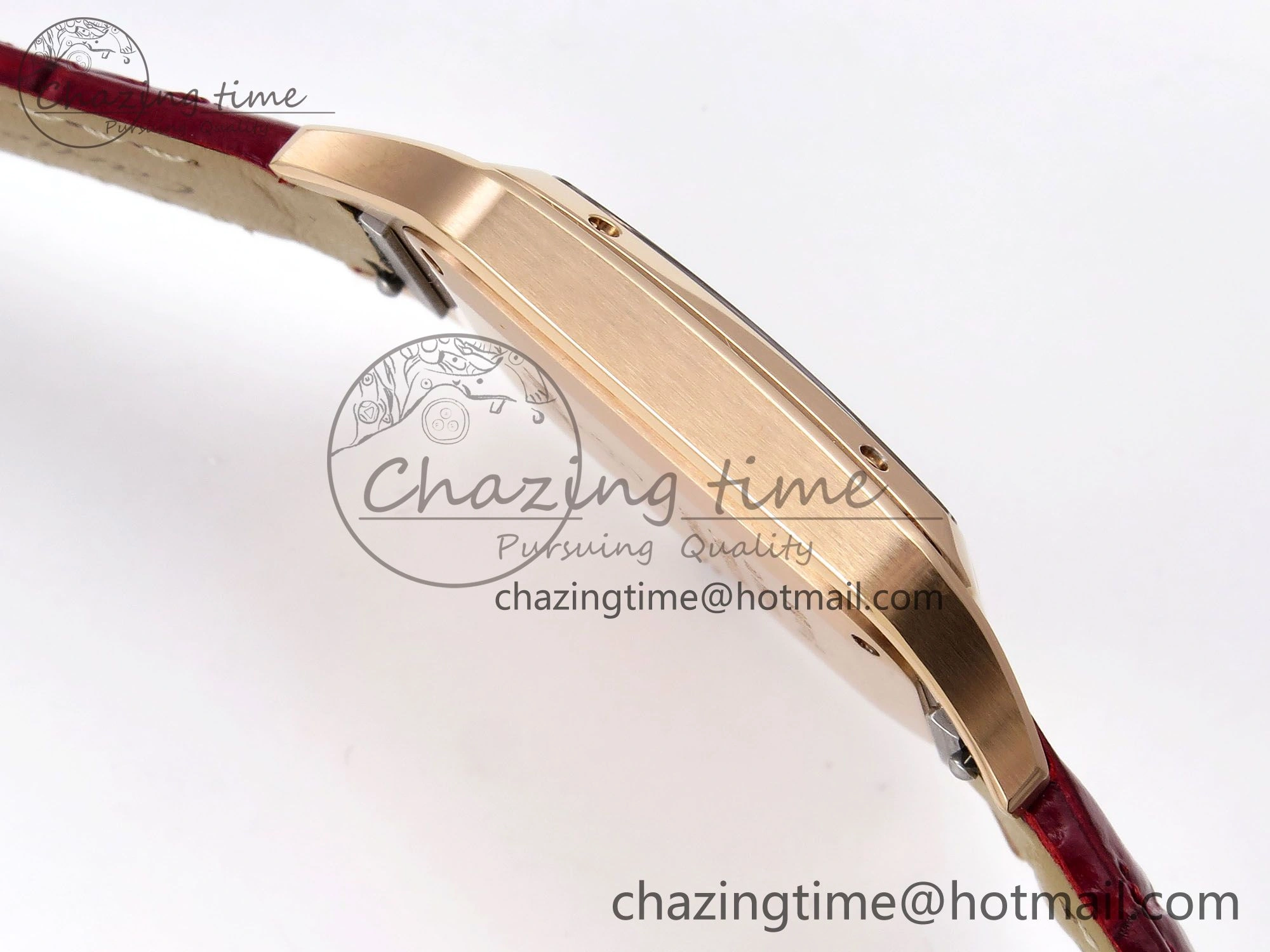 Soft Santos Dumont 31.4mm RG AF 1:1 Best Edition Silver Dial on Red Croco Strap A 5920
