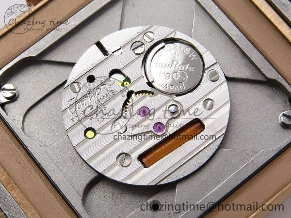 ZeroBulk Santos Dumont 31.4mm RG AF 1:1 Best Edition Silver Dial on Red Fabric Strap A 5927