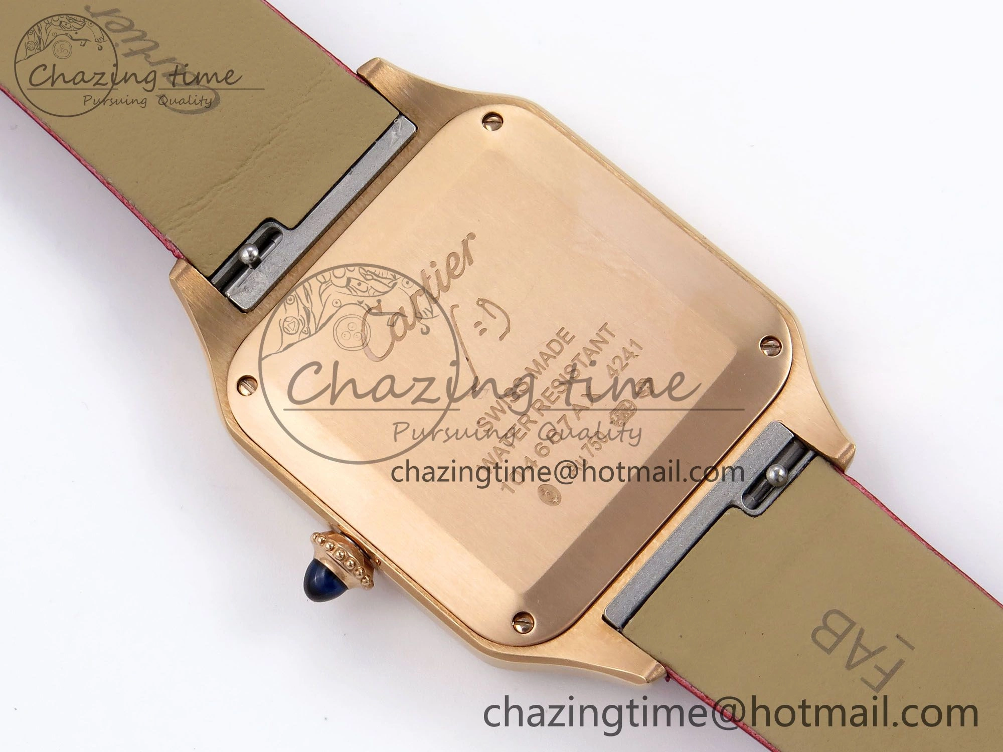 ZeroBulk Santos Dumont 31.4mm RG AF 1:1 Best Edition Silver Dial on Red Fabric Strap A 5927