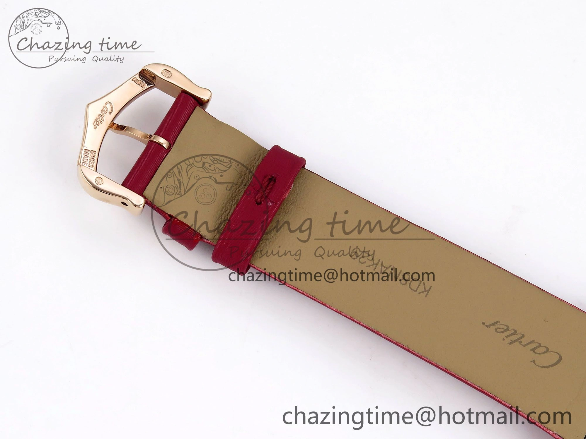 ZeroBulk Santos Dumont 31.4mm RG AF 1:1 Best Edition Silver Dial on Red Fabric Strap A 5927