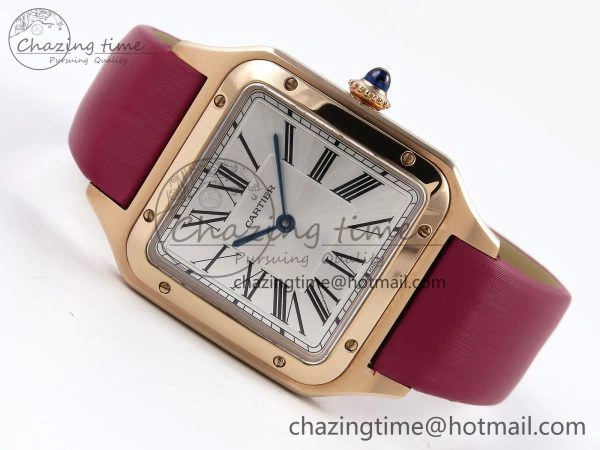 ZeroBulk Santos Dumont 31.4mm RG AF 1:1 Best Edition Silver Dial on Red Fabric Strap A 5927