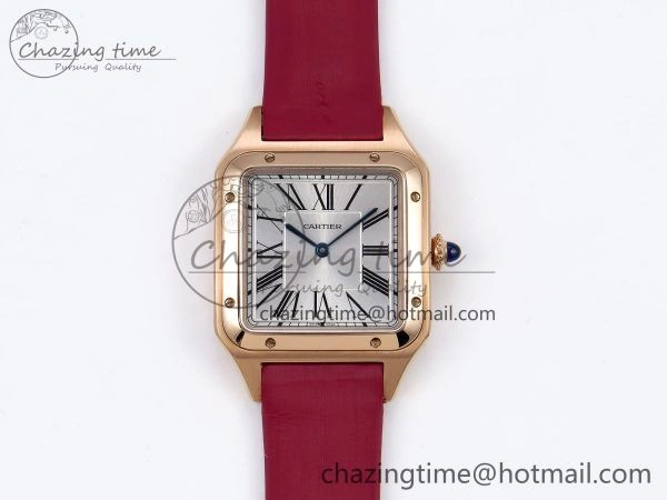 ZeroBulk Santos Dumont 31.4mm RG AF 1:1 Best Edition Silver Dial on Red Fabric Strap A 5927