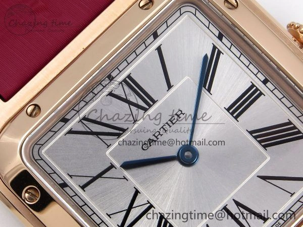 ZeroBulk Santos Dumont 31.4mm RG AF 1:1 Best Edition Silver Dial on Red Fabric Strap A 5927