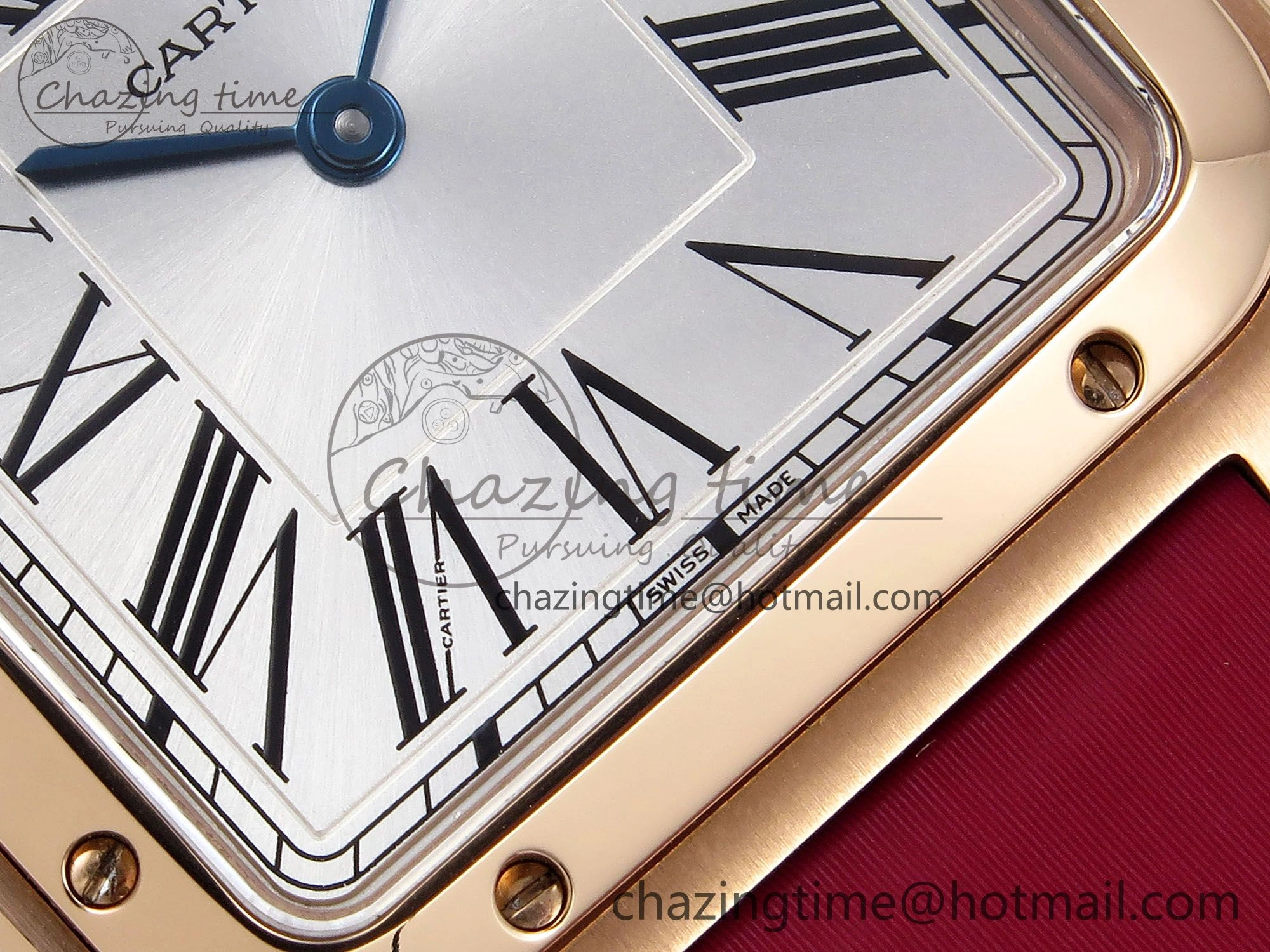 ZeroBulk Santos Dumont 31.4mm RG AF 1:1 Best Edition Silver Dial on Red Fabric Strap A 5927
