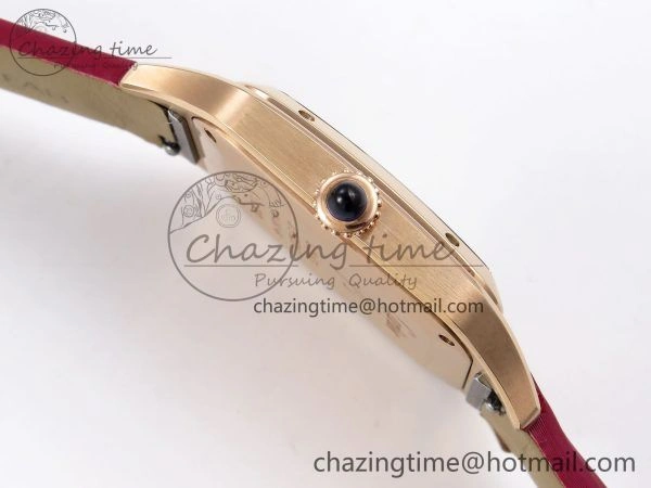 ZeroBulk Santos Dumont 31.4mm RG AF 1:1 Best Edition Silver Dial on Red Fabric Strap A 5927