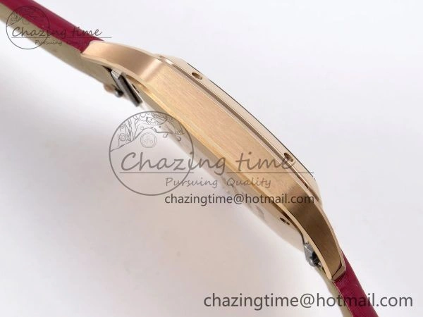 ZeroBulk Santos Dumont 31.4mm RG AF 1:1 Best Edition Silver Dial on Red Fabric Strap A 5927