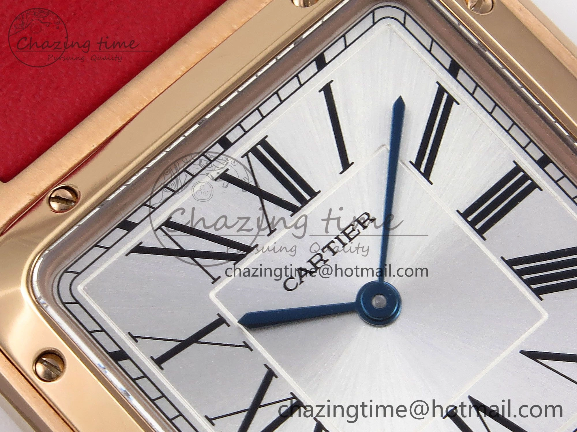 BestValue Santos Dumont 31.4mm RG AF 1:1 Best Edition Silver Dial on Red Leather Strap A 5919
