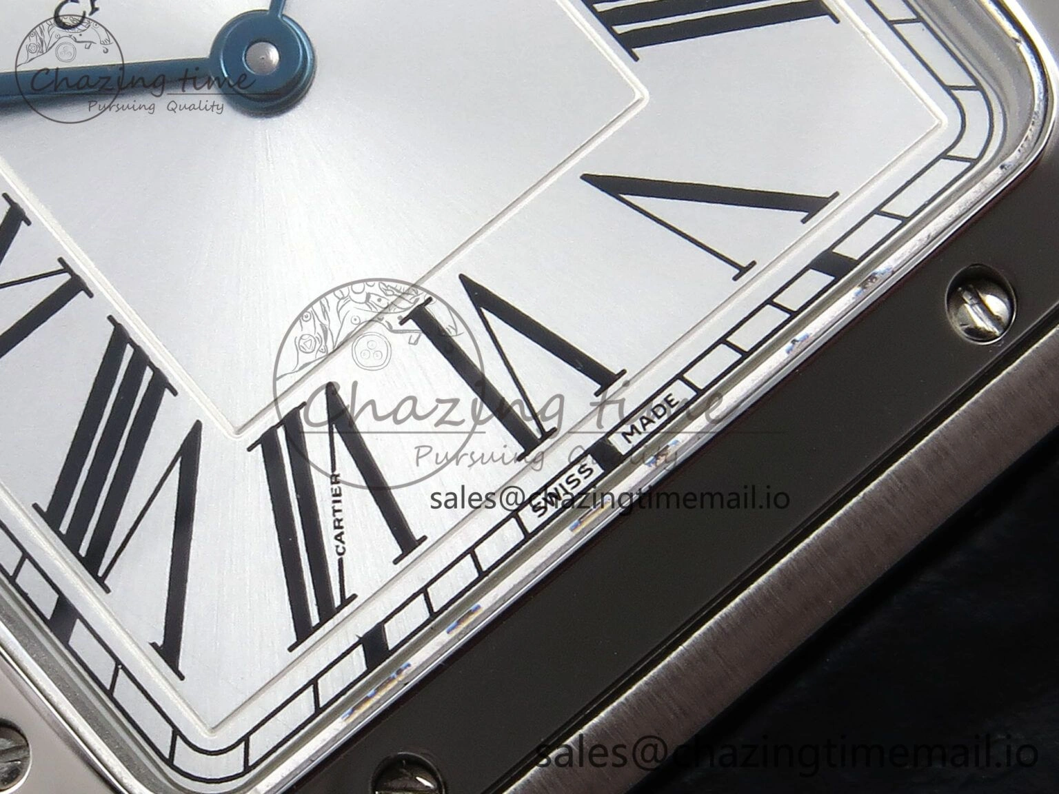 SunProtective Santos Dumont 31.4mm SS AF 1:1 Best Edition Silver Dial on Black Croco Strap A 5905