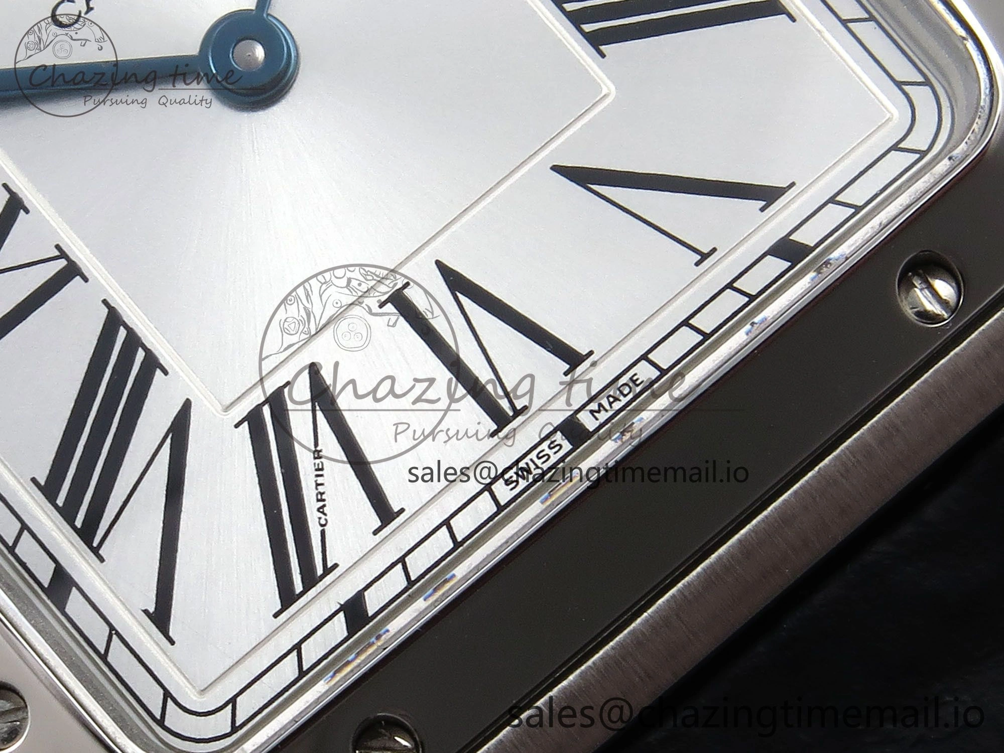 SunProtective Santos Dumont 31.4mm SS AF 1:1 Best Edition Silver Dial on Black Croco Strap A 5905