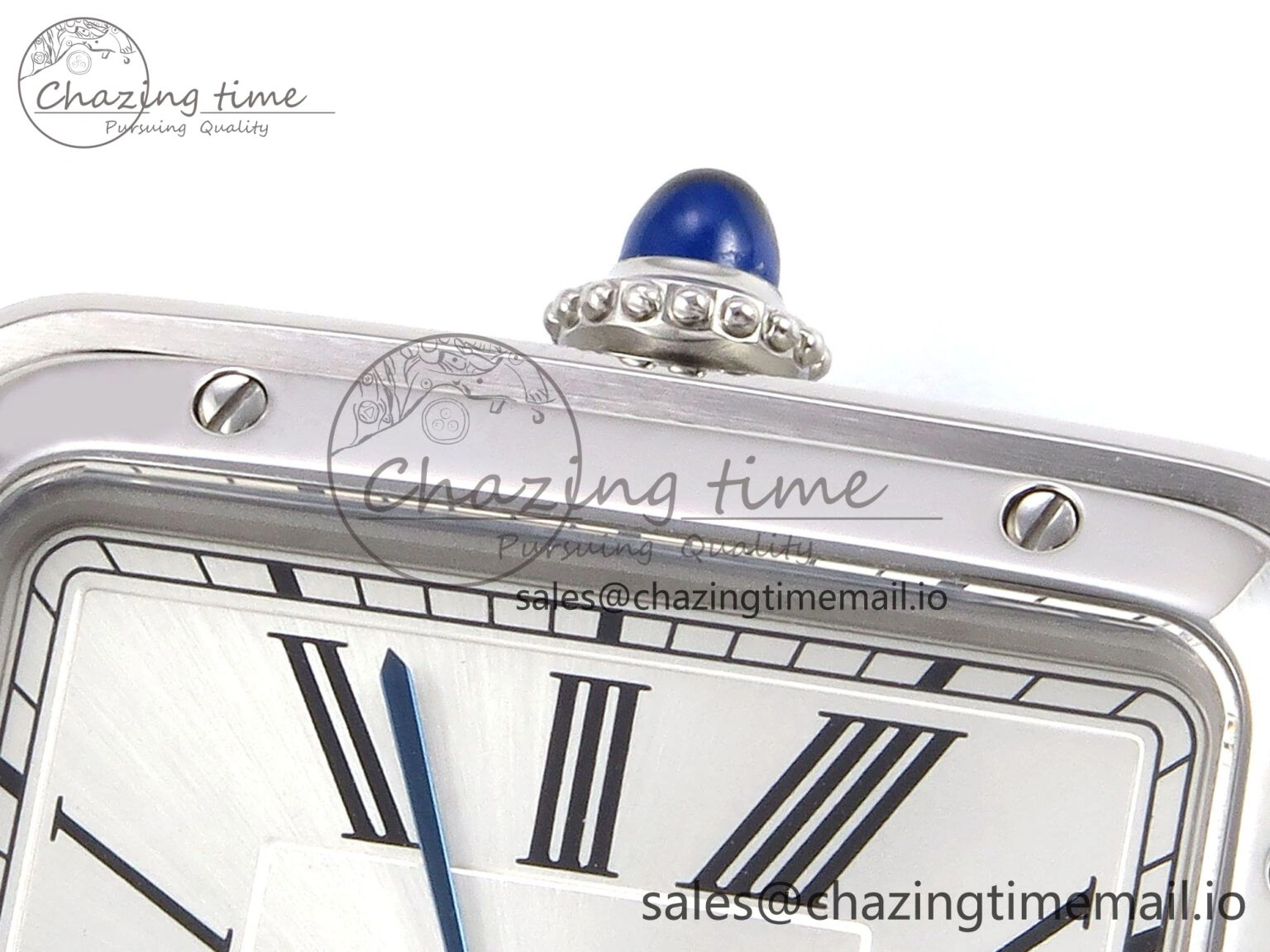 SunProtective Santos Dumont 31.4mm SS AF 1:1 Best Edition Silver Dial on Black Croco Strap A 5905