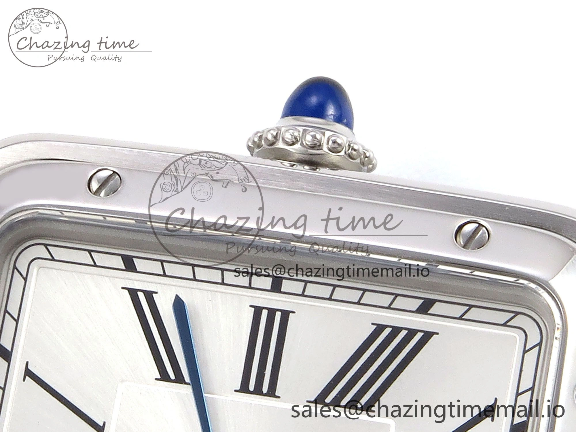 SunProtective Santos Dumont 31.4mm SS AF 1:1 Best Edition Silver Dial on Black Croco Strap A 5905