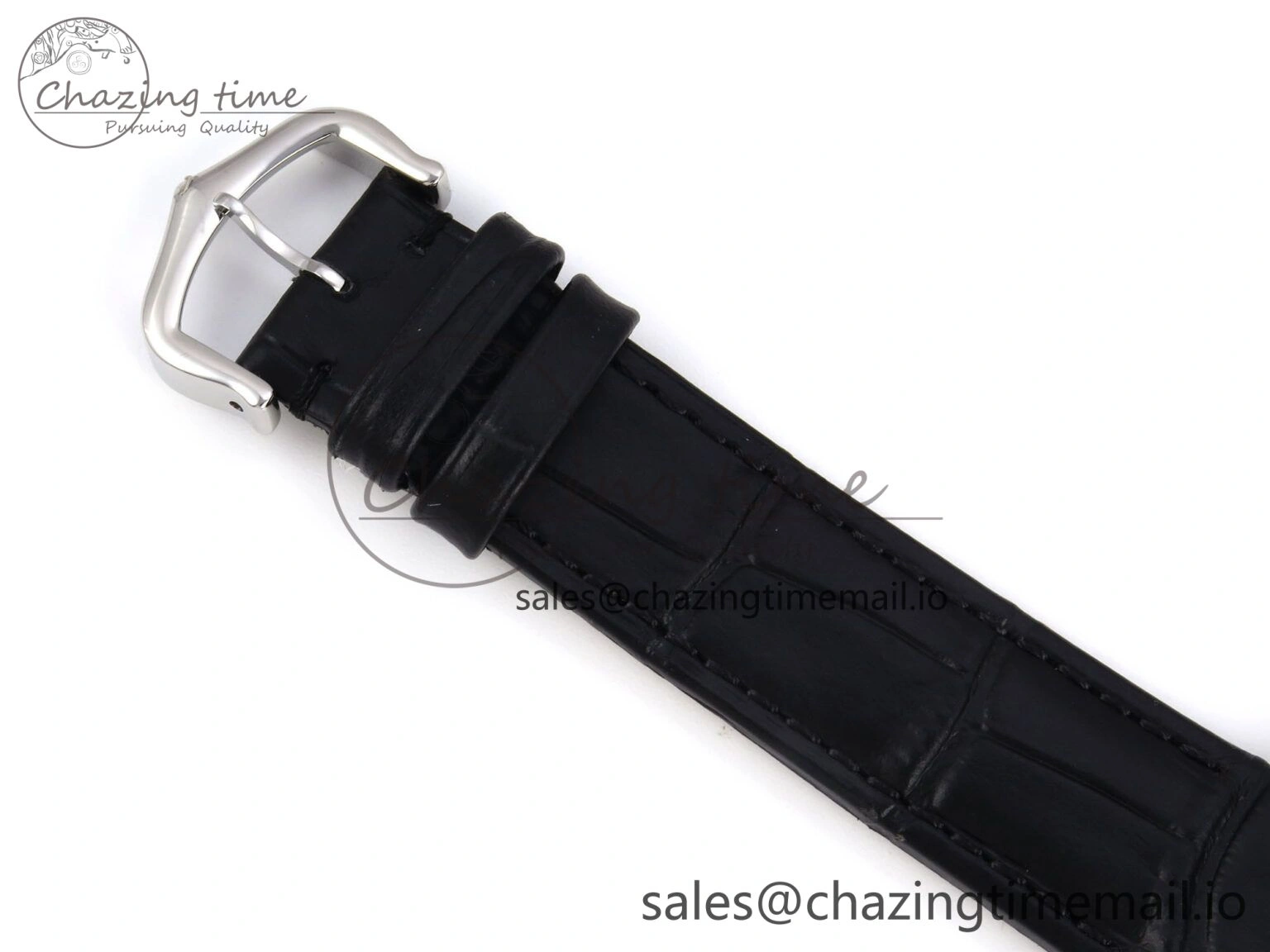 SunProtective Santos Dumont 31.4mm SS AF 1:1 Best Edition Silver Dial on Black Croco Strap A 5905