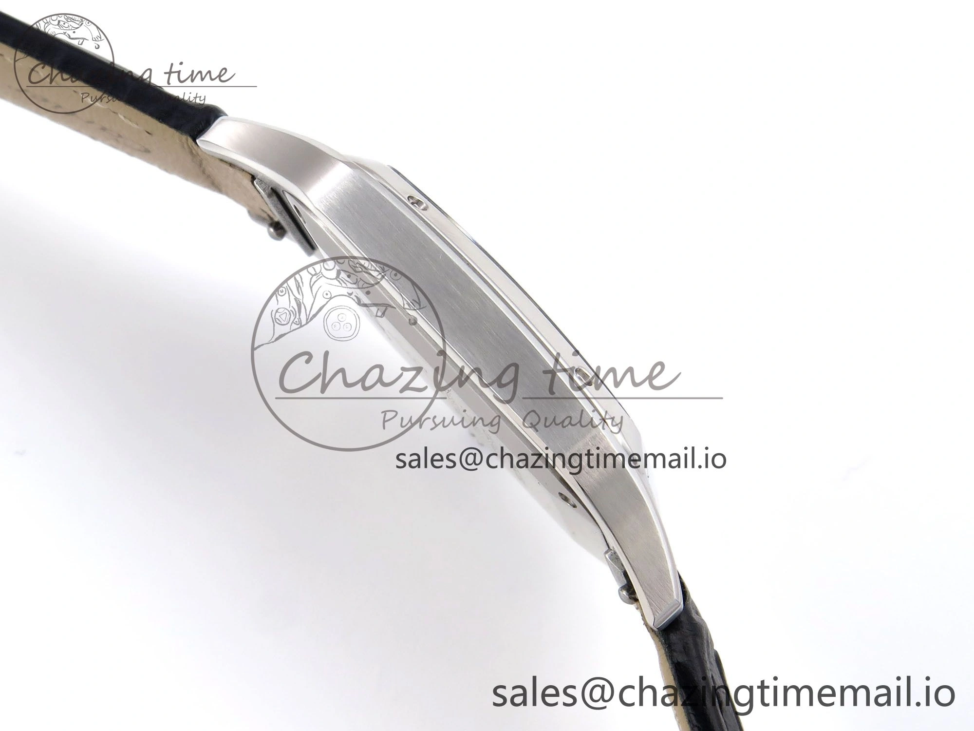 SunProtective Santos Dumont 31.4mm SS AF 1:1 Best Edition Silver Dial on Black Croco Strap A 5905