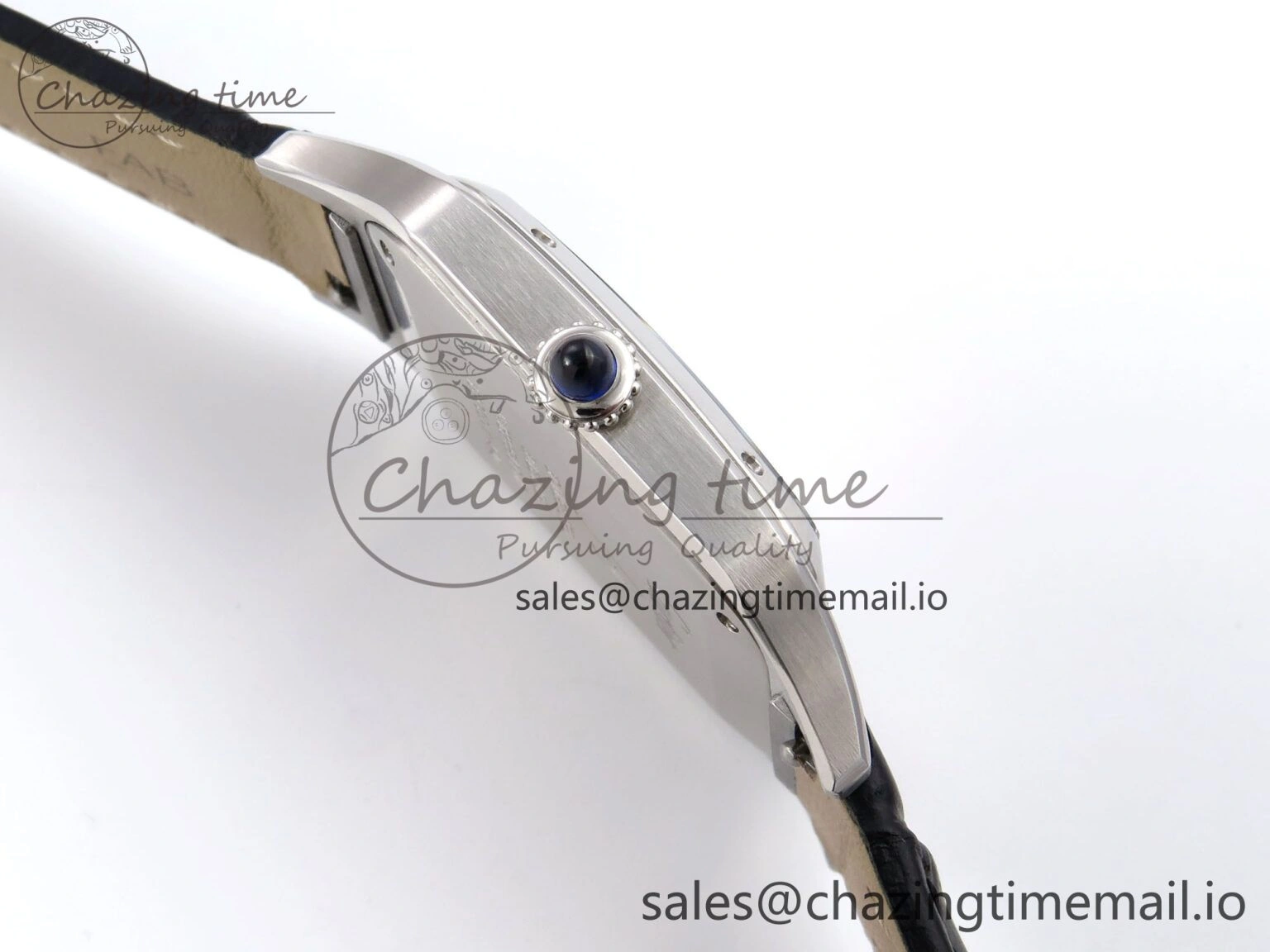 SunProtective Santos Dumont 31.4mm SS AF 1:1 Best Edition Silver Dial on Black Croco Strap A 5905
