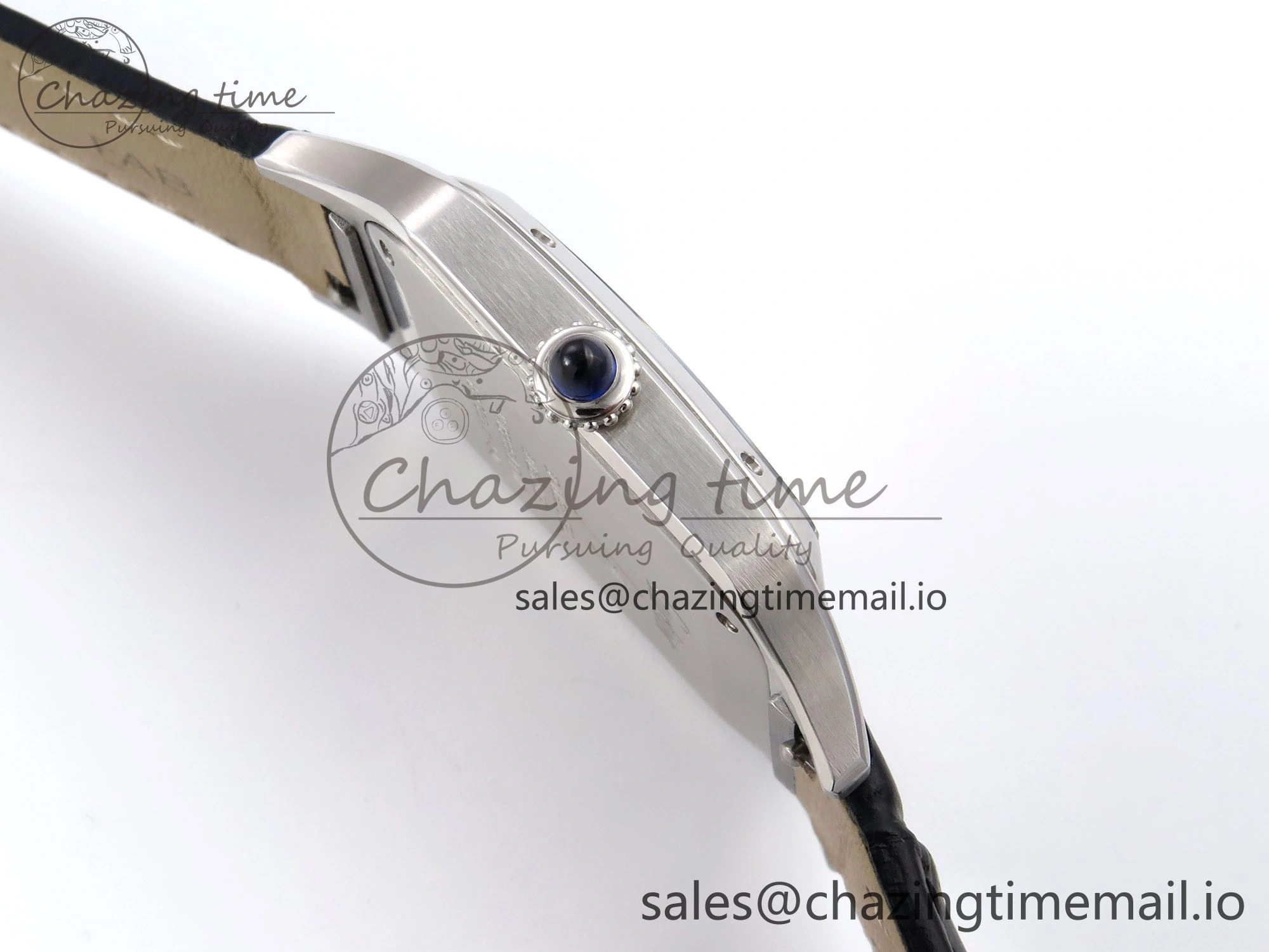 SunProtective Santos Dumont 31.4mm SS AF 1:1 Best Edition Silver Dial on Black Croco Strap A 5905