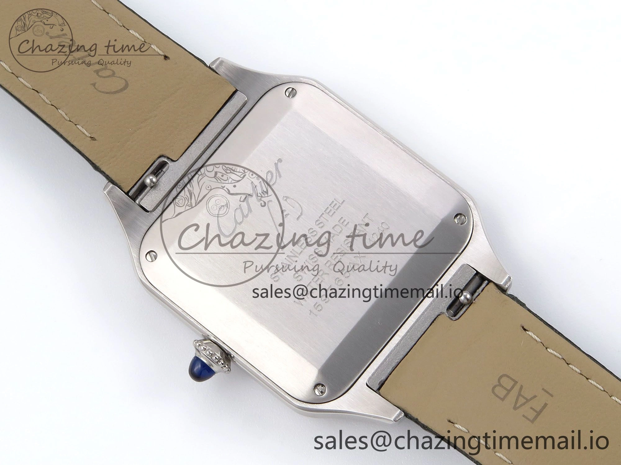 SunProtective Santos Dumont 31.4mm SS AF 1:1 Best Edition Silver Dial on Black Croco Strap A 5905