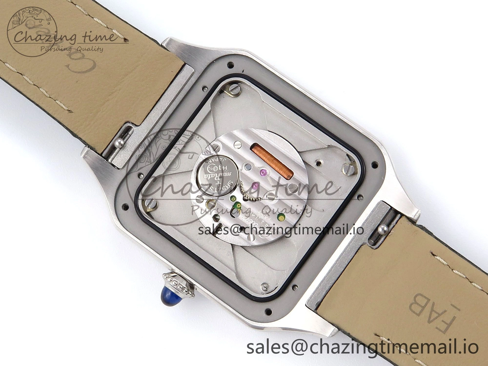 SunProtective Santos Dumont 31.4mm SS AF 1:1 Best Edition Silver Dial on Black Croco Strap A 5905