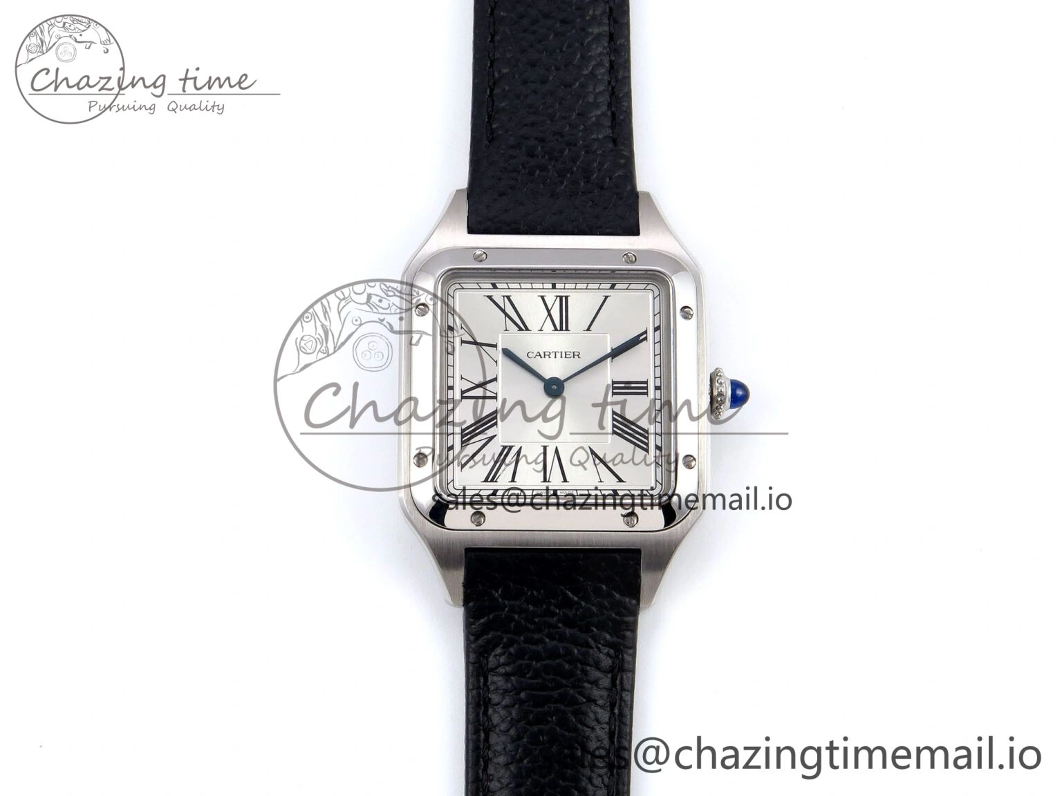 Santos Dumont 31.4mm SS AF 1:1 Best Edition Silver Dial on Black Leather Strap A Unisex 5907