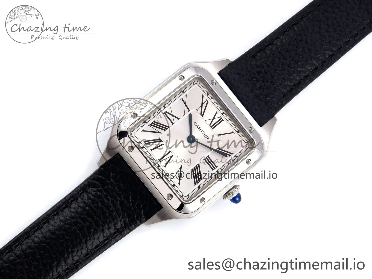 Santos Dumont 31.4mm SS AF 1:1 Best Edition Silver Dial on Black Leather Strap A Unisex 5907