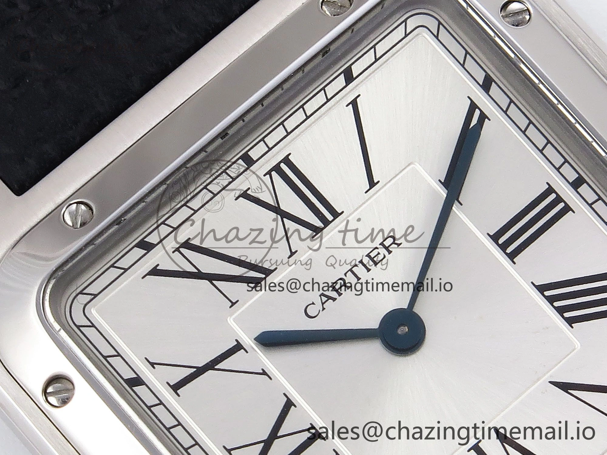 Santos Dumont 31.4mm SS AF 1:1 Best Edition Silver Dial on Black Leather Strap A Unisex 5907