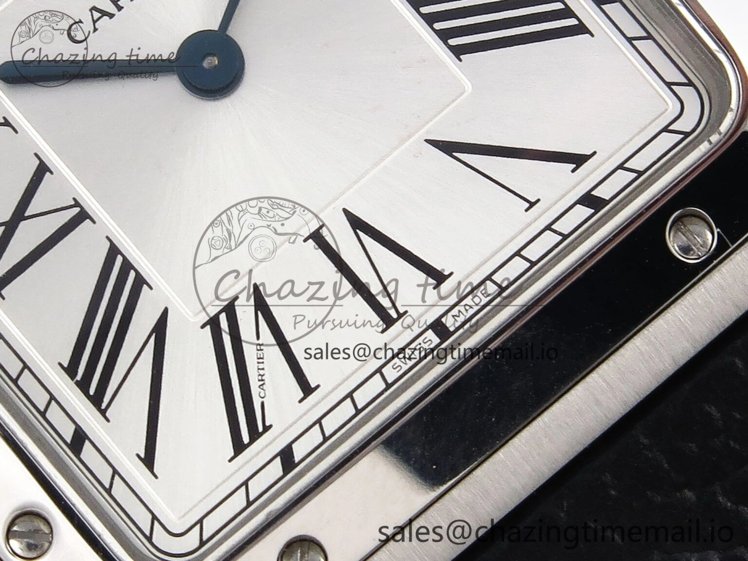Santos Dumont 31.4mm SS AF 1:1 Best Edition Silver Dial on Black Leather Strap A Unisex 5907