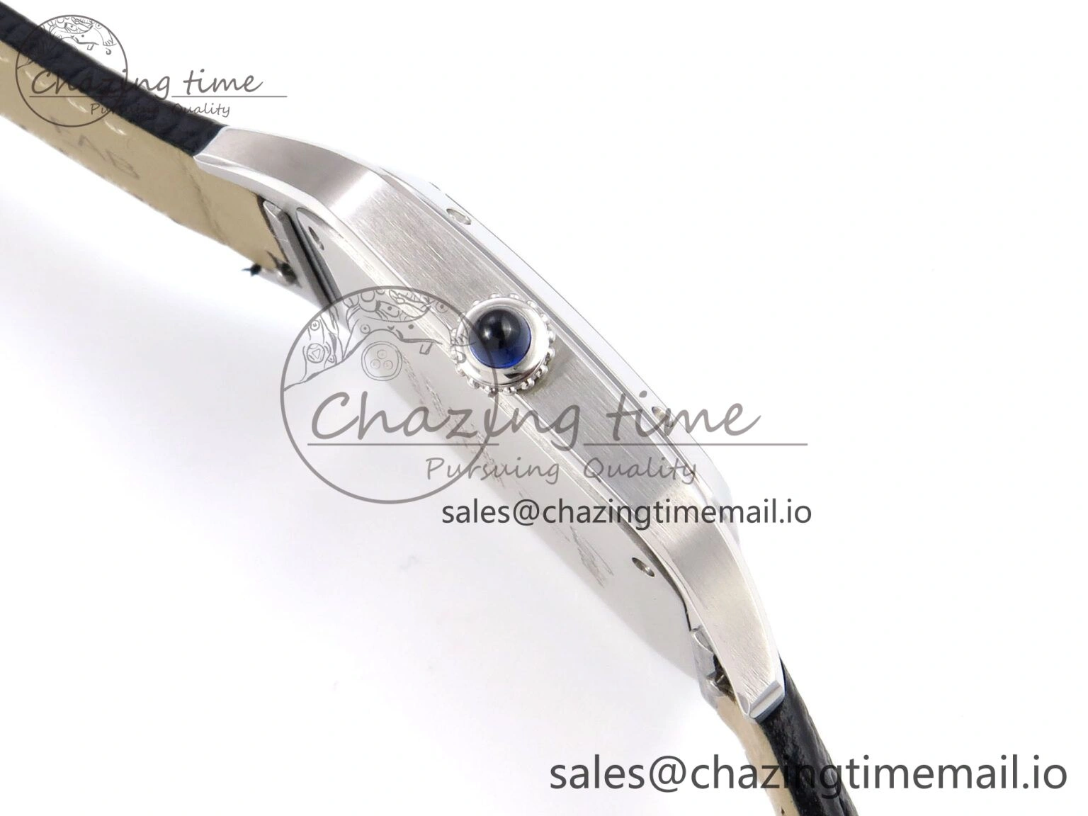 Santos Dumont 31.4mm SS AF 1:1 Best Edition Silver Dial on Black Leather Strap A Unisex 5907