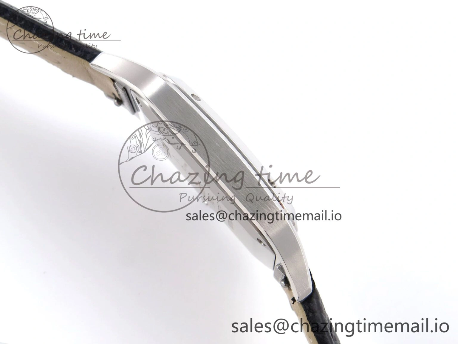 Santos Dumont 31.4mm SS AF 1:1 Best Edition Silver Dial on Black Leather Strap A Unisex 5907