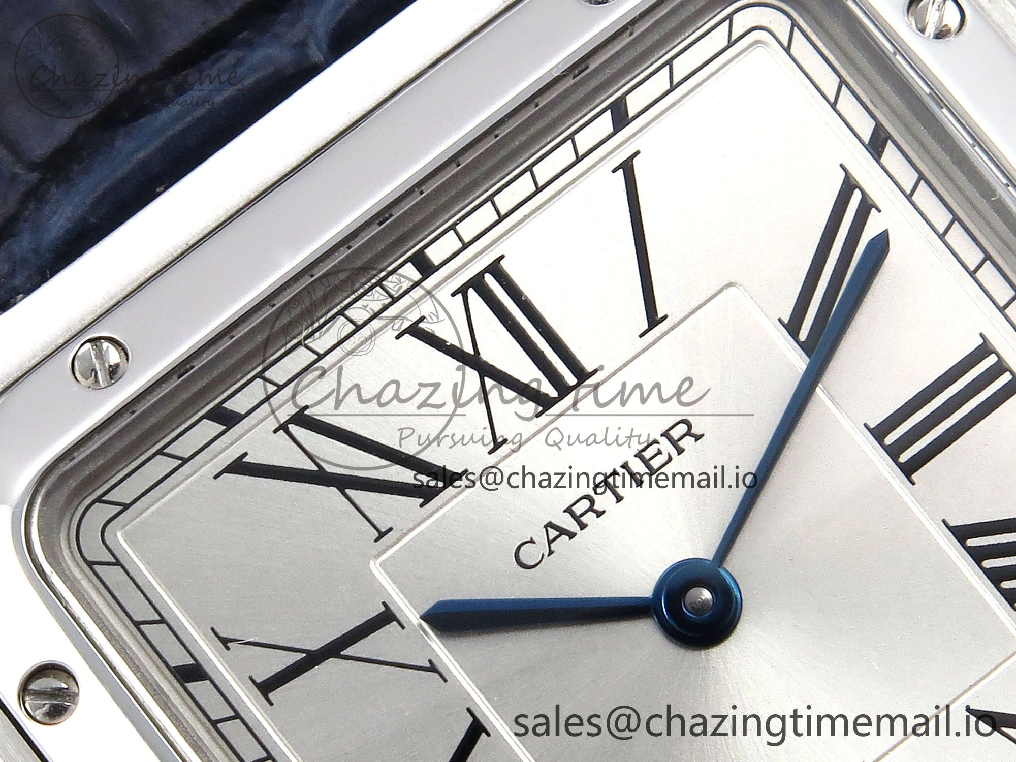 Santos Dumont 31.4mm SS AF 1:1 Best Edition Silver Dial on Blue Croco Strap A Durable 5902