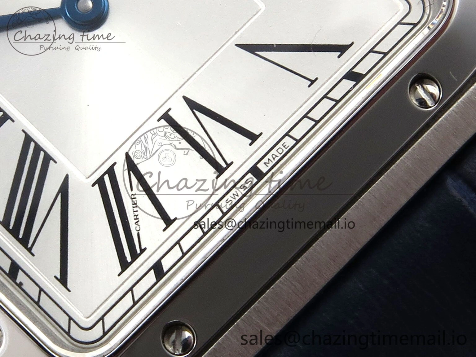 Santos Dumont 31.4mm SS AF 1:1 Best Edition Silver Dial on Blue Croco Strap A Durable 5902