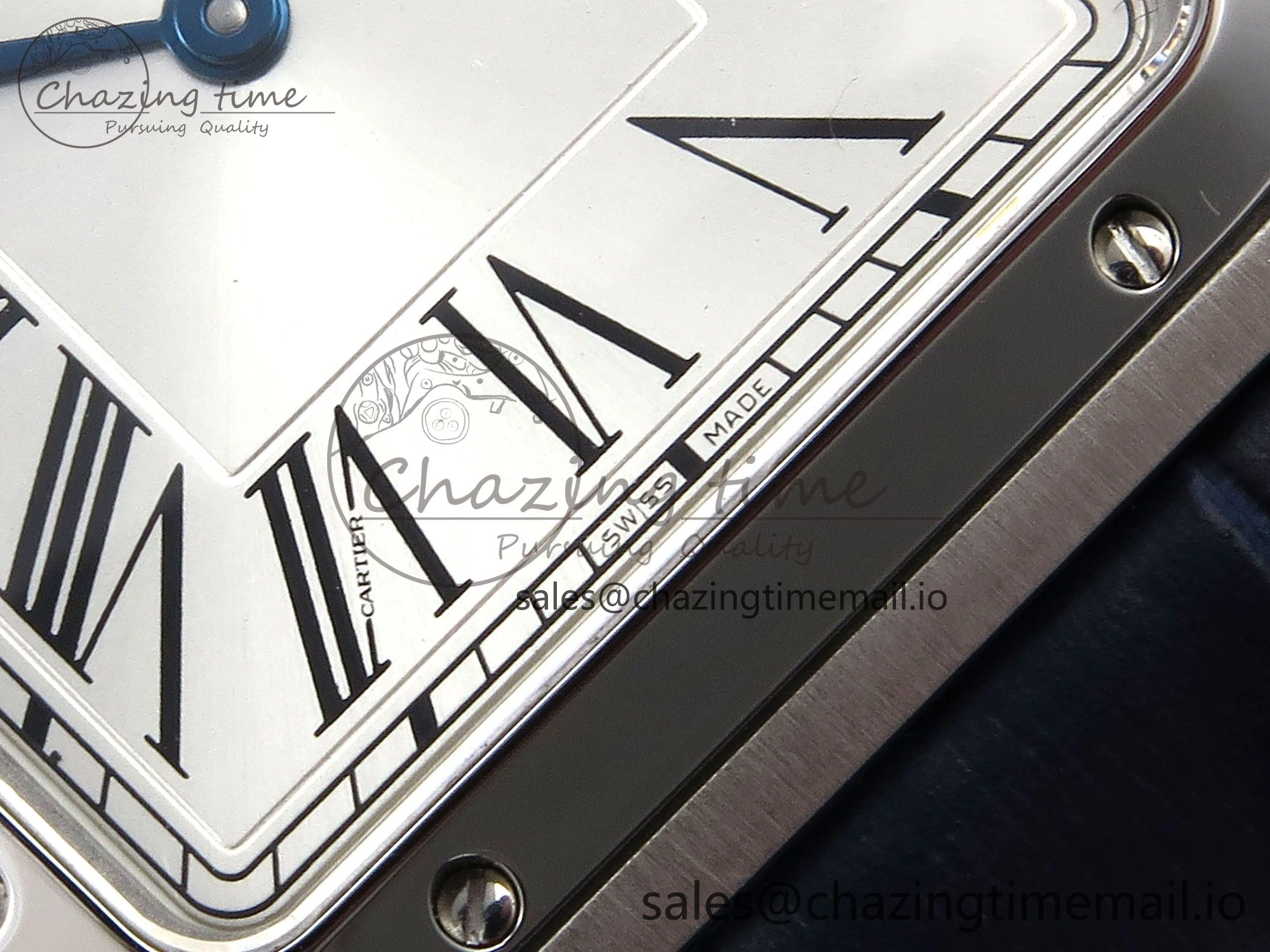 Santos Dumont 31.4mm SS AF 1:1 Best Edition Silver Dial on Blue Croco Strap A Durable 5902