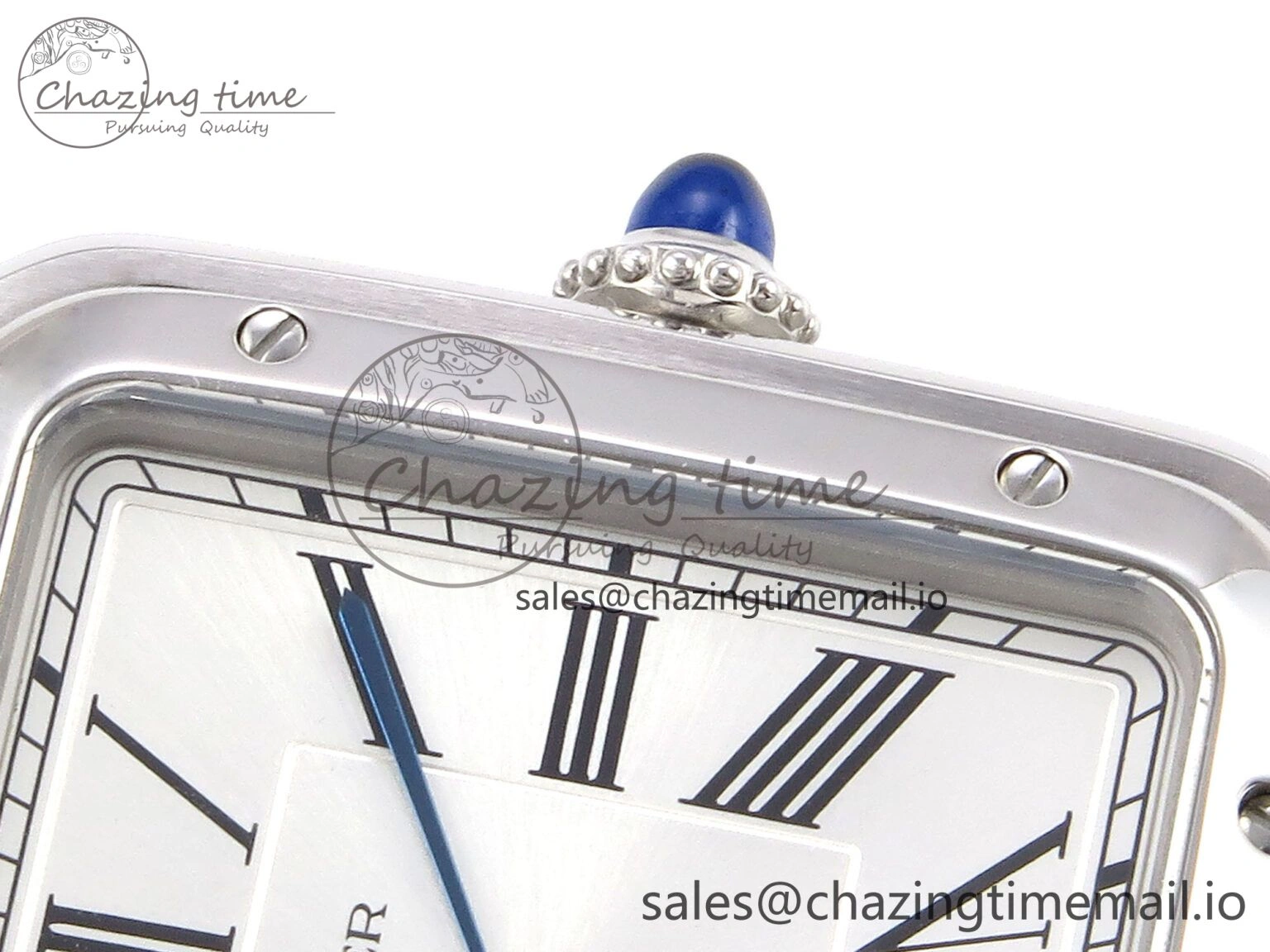 Santos Dumont 31.4mm SS AF 1:1 Best Edition Silver Dial on Blue Croco Strap A Durable 5902