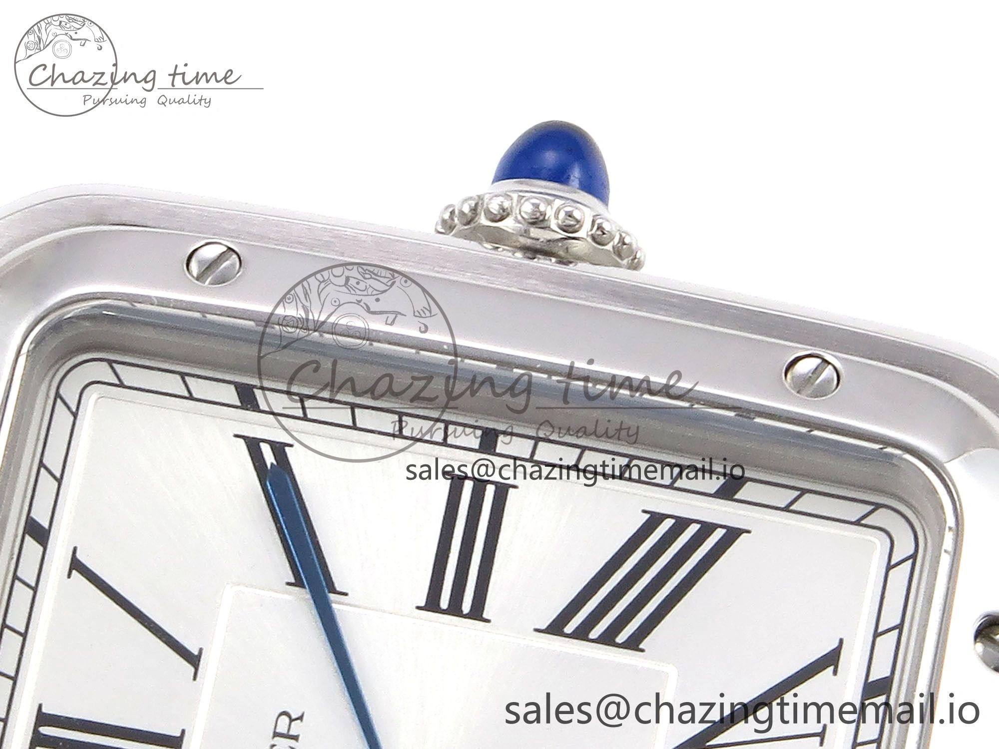 Santos Dumont 31.4mm SS AF 1:1 Best Edition Silver Dial on Blue Croco Strap A Durable 5902