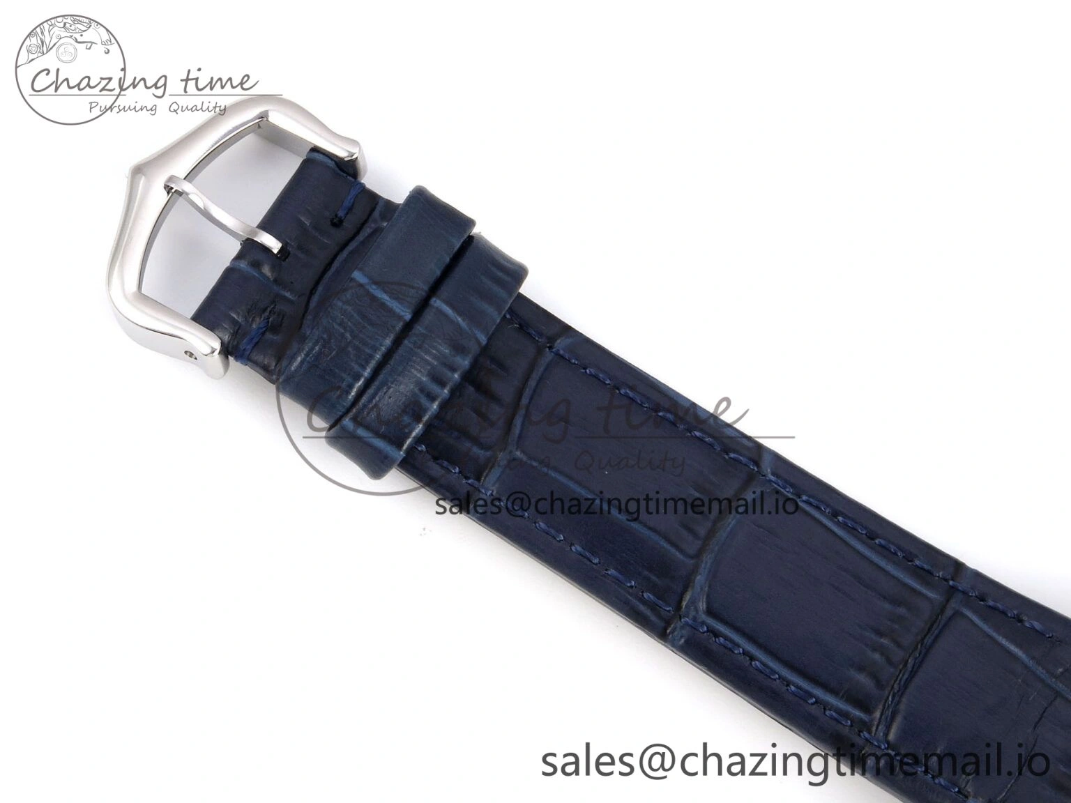 Santos Dumont 31.4mm SS AF 1:1 Best Edition Silver Dial on Blue Croco Strap A Durable 5902