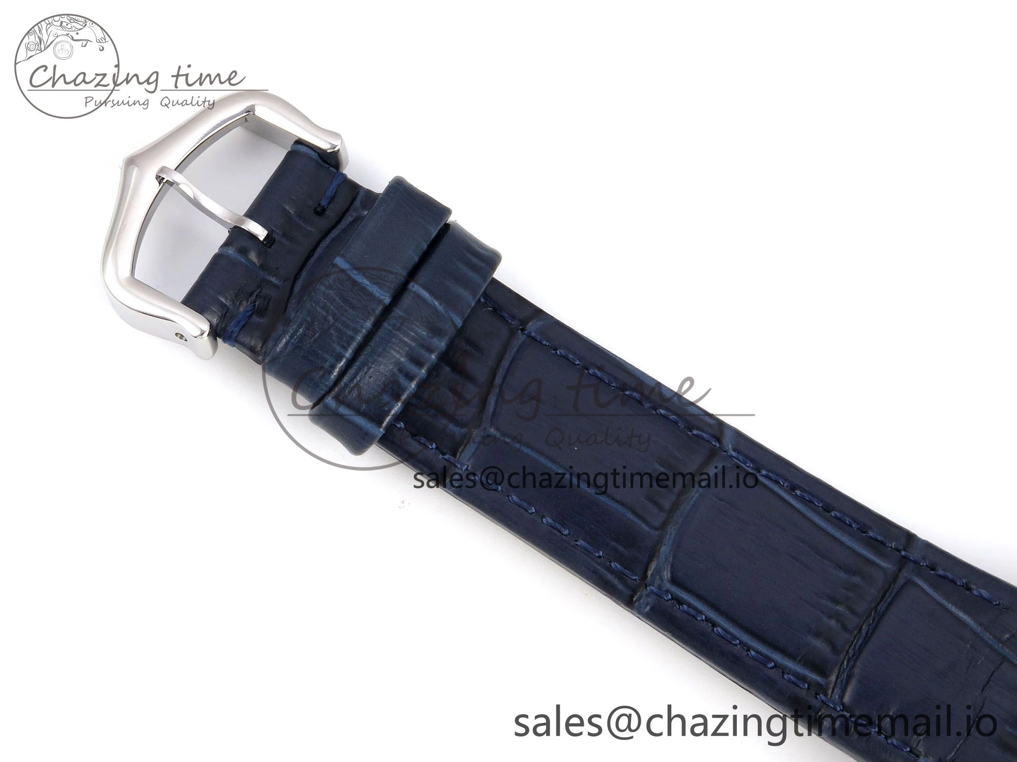 Santos Dumont 31.4mm SS AF 1:1 Best Edition Silver Dial on Blue Croco Strap A Durable 5902