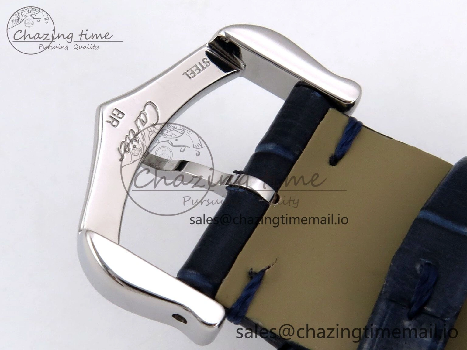 Santos Dumont 31.4mm SS AF 1:1 Best Edition Silver Dial on Blue Croco Strap A Durable 5902