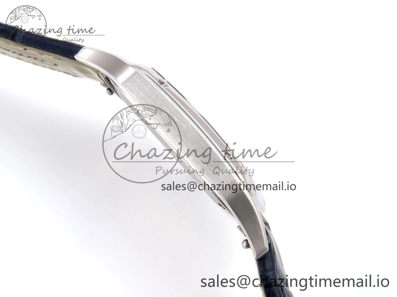 Santos Dumont 31.4mm SS AF 1:1 Best Edition Silver Dial on Blue Croco Strap A Durable 5902