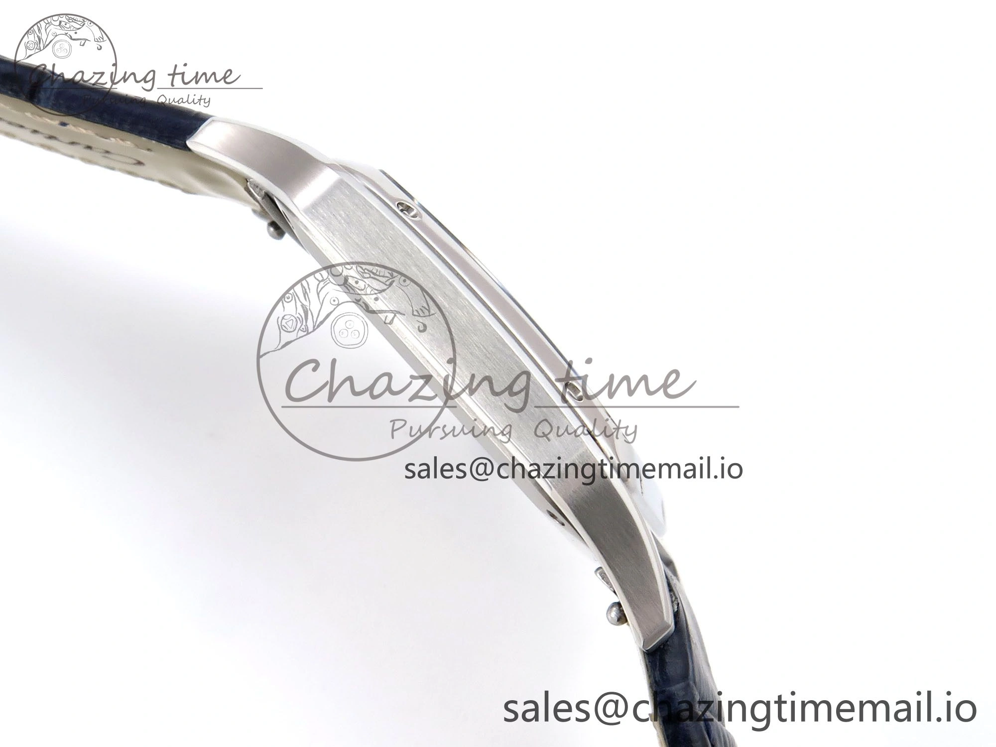 Santos Dumont 31.4mm SS AF 1:1 Best Edition Silver Dial on Blue Croco Strap A Durable 5902