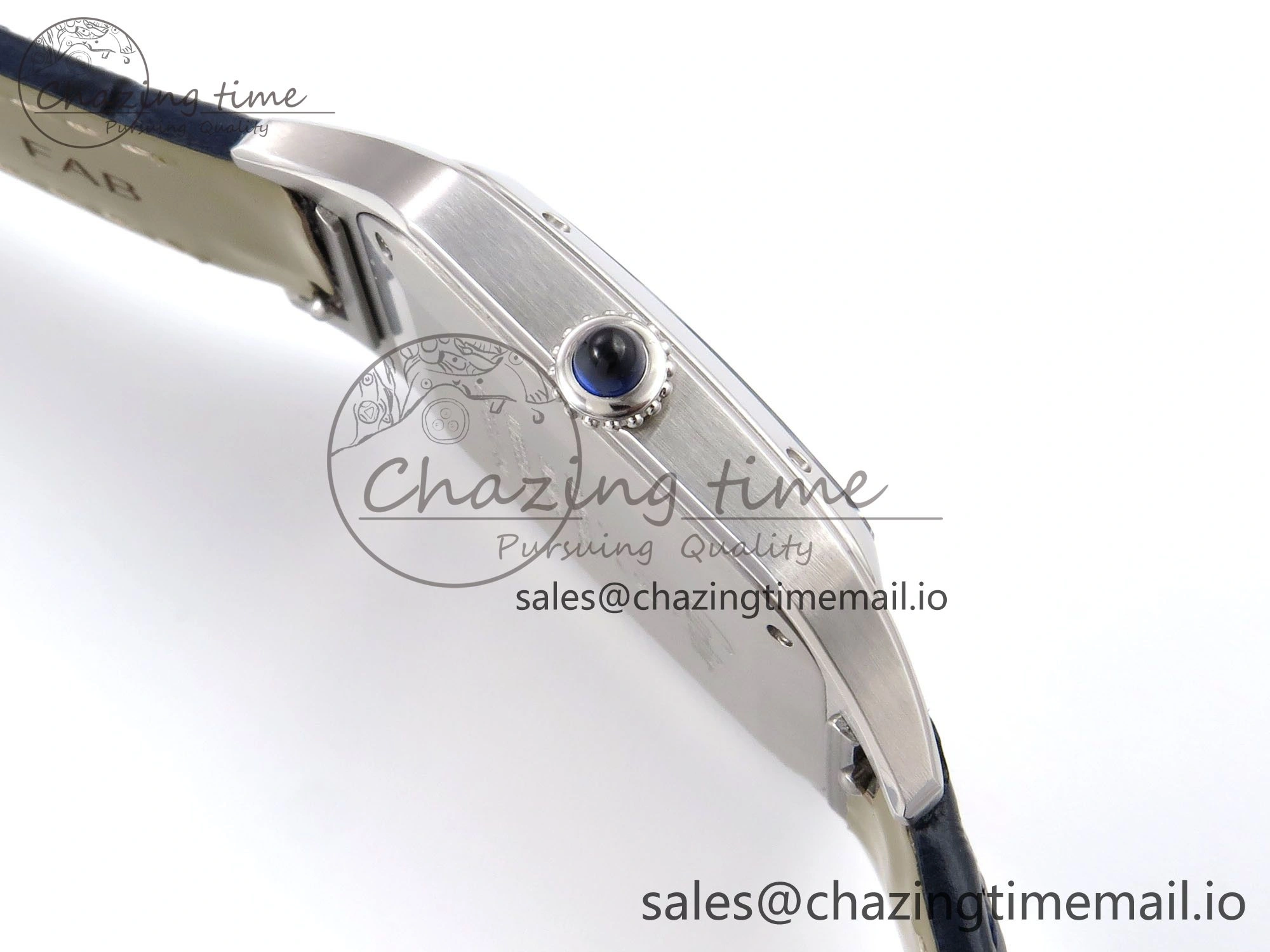 Santos Dumont 31.4mm SS AF 1:1 Best Edition Silver Dial on Blue Croco Strap A Durable 5902
