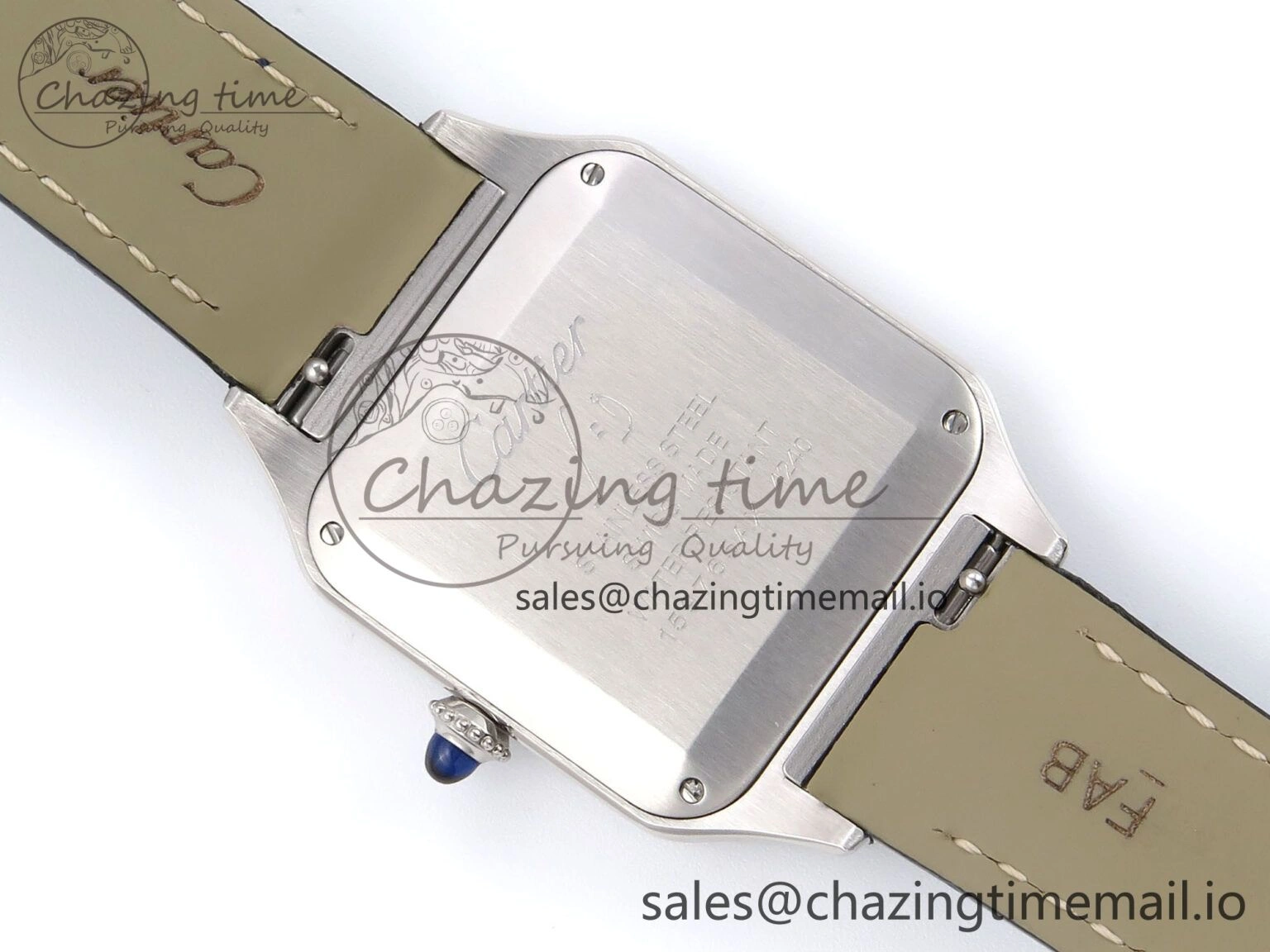 Santos Dumont 31.4mm SS AF 1:1 Best Edition Silver Dial on Blue Croco Strap A Durable 5902