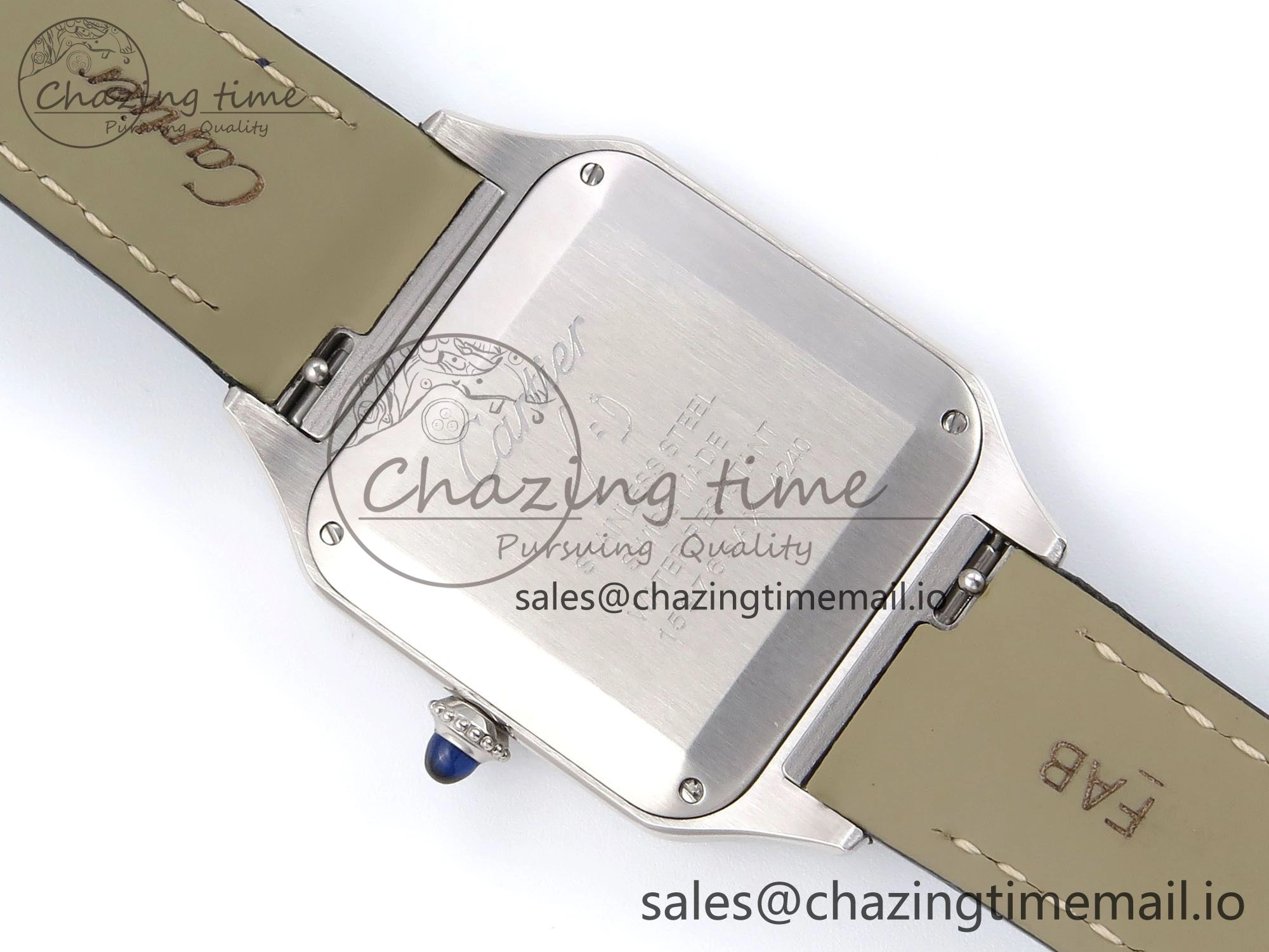 Santos Dumont 31.4mm SS AF 1:1 Best Edition Silver Dial on Blue Croco Strap A Durable 5902