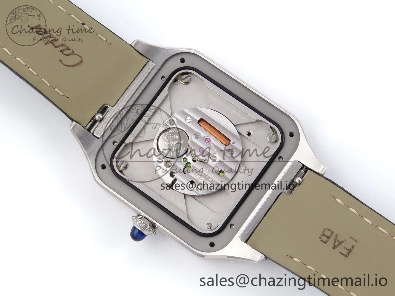 Santos Dumont 31.4mm SS AF 1:1 Best Edition Silver Dial on Blue Croco Strap A Durable 5902